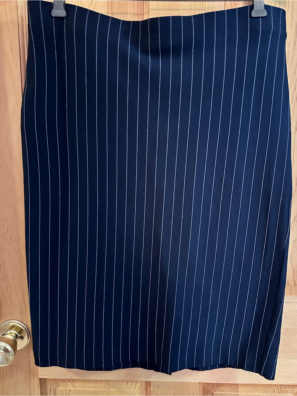 Ann Taylor Navy Pinstripe Pencil Skirt Size 14